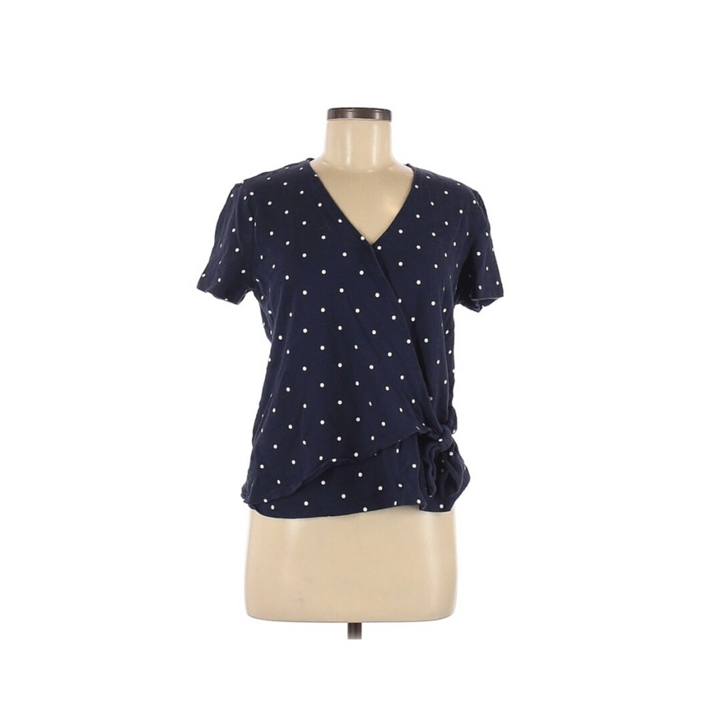 Old Navy Textured‎ Short Sleeve Tee WRAP navy Blue Polka Dot Sz Small